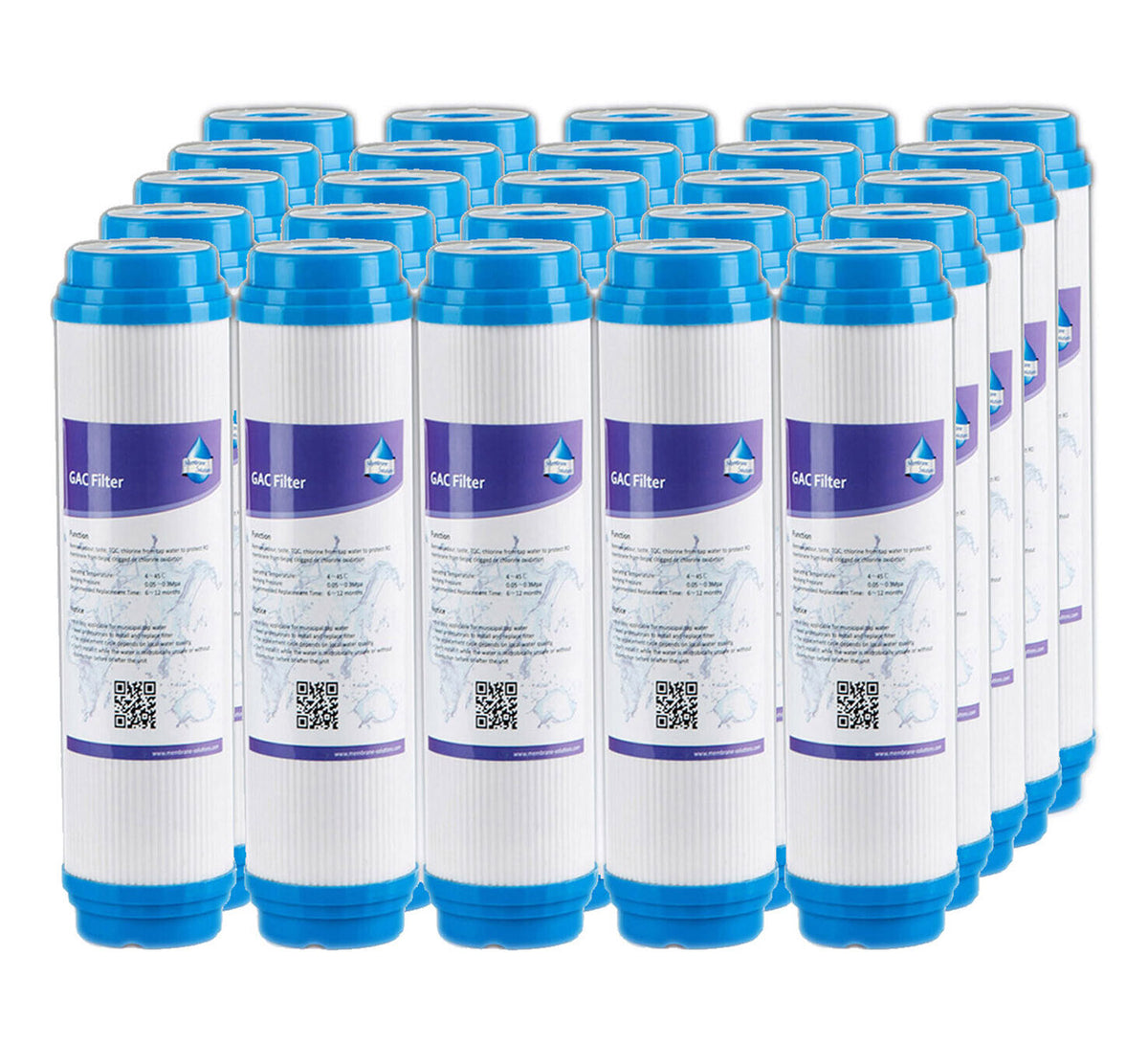 Membrane Solutions 10 * 2.5 inch 5 Micron GAC Granular Activated Carbon Filter Element Replacement Cartridge