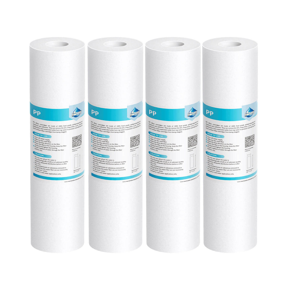 Membrane Solutions 10" x 2.5" Whole House PP Sediment Water Filter Replacement Cartridge 1/5/10/20/25/50 Micron