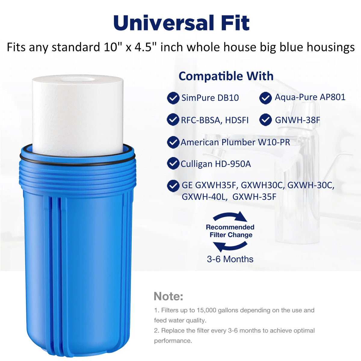 Membrane Solutions 10" x 4.5" Inch 5 Micron Whole House PP Sediment Water Filter Replacement Cartridge