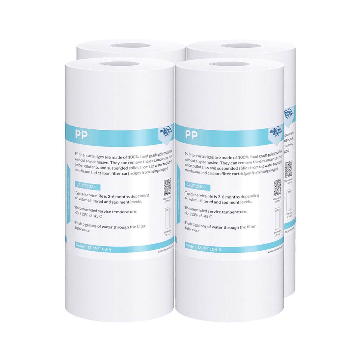 Membrane Solutions 10" x 4.5" Inch 5 Micron Whole House PP Sediment Water Filter Replacement Cartridge