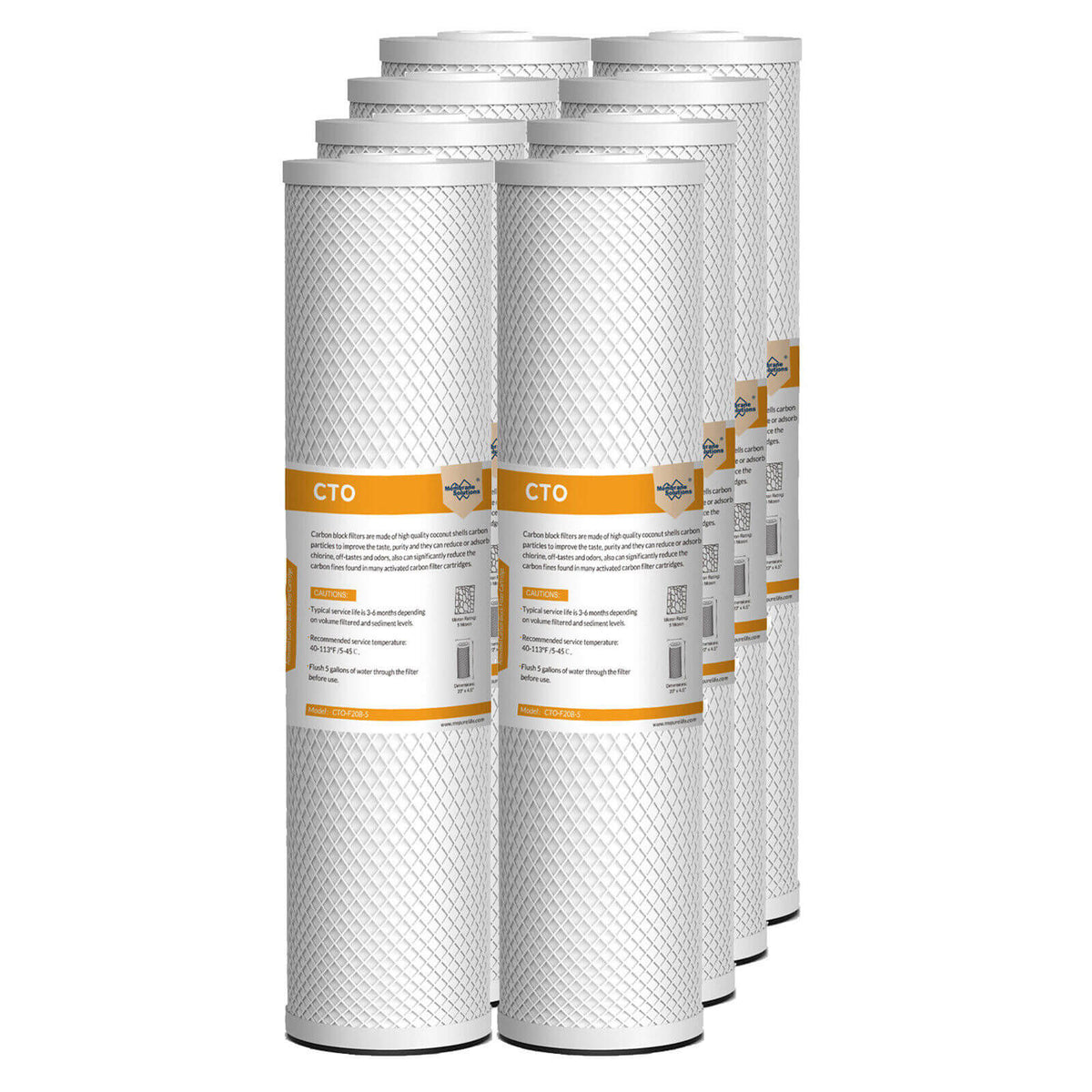 Membrane Solutions 20" x 4.5" 20 inch 5 Micron Coconut Shell Activated Carbon Block CTO Filter Whole House Sediment Water Filter Cartridge Replacement