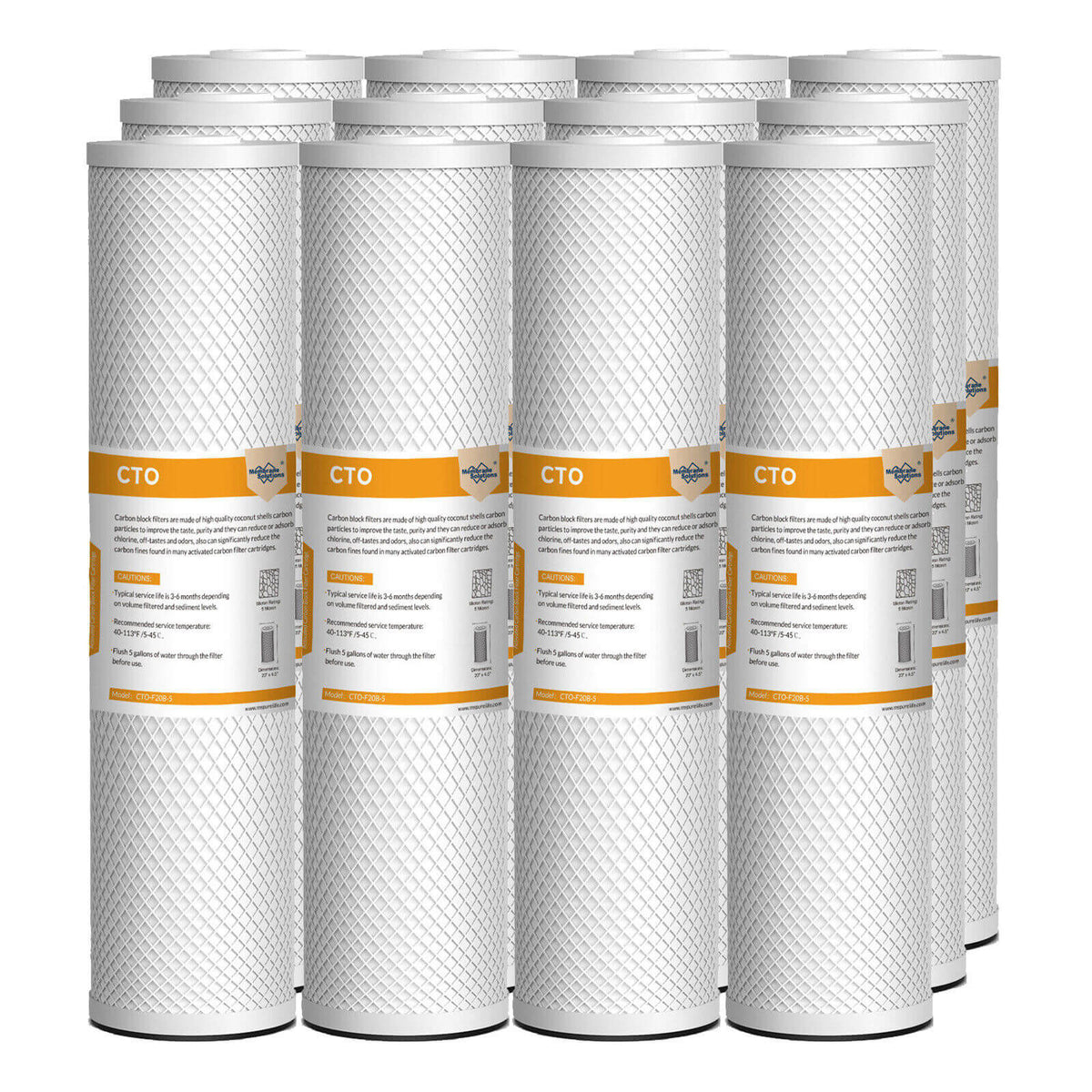 Membrane Solutions 20" x 4.5" 20 inch 5 Micron Coconut Shell Activated Carbon Block CTO Filter Whole House Sediment Water Filter Cartridge Replacement