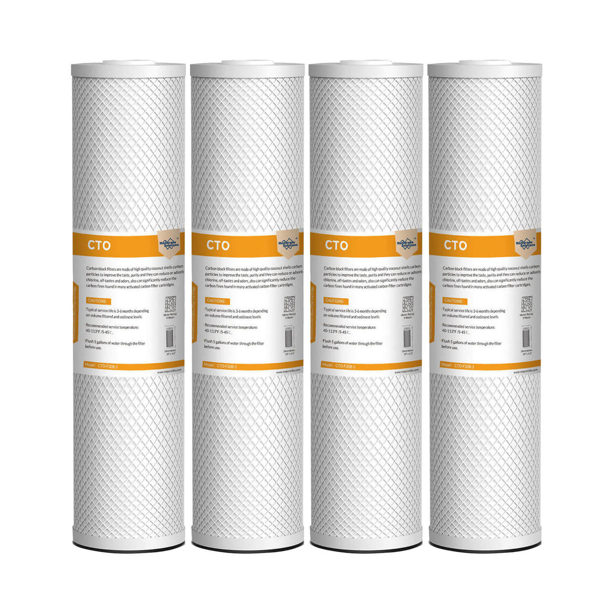 Membrane Solutions 20" x 4.5" 20 inch 5 Micron Coconut Shell Activated Carbon Block CTO Filter Whole House Sediment Water Filter Cartridge Replacement