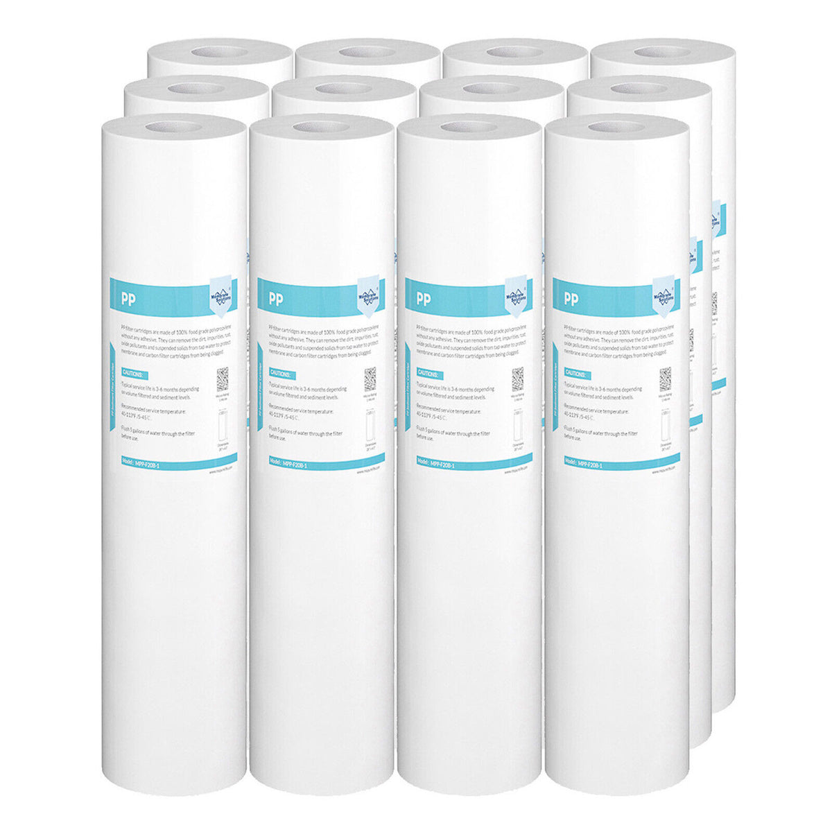 Membrane Solutions 20 Inch 20" x 4.5" Whole House PP Sediment Water Filter Cartridge Replacement 1/5 Micron