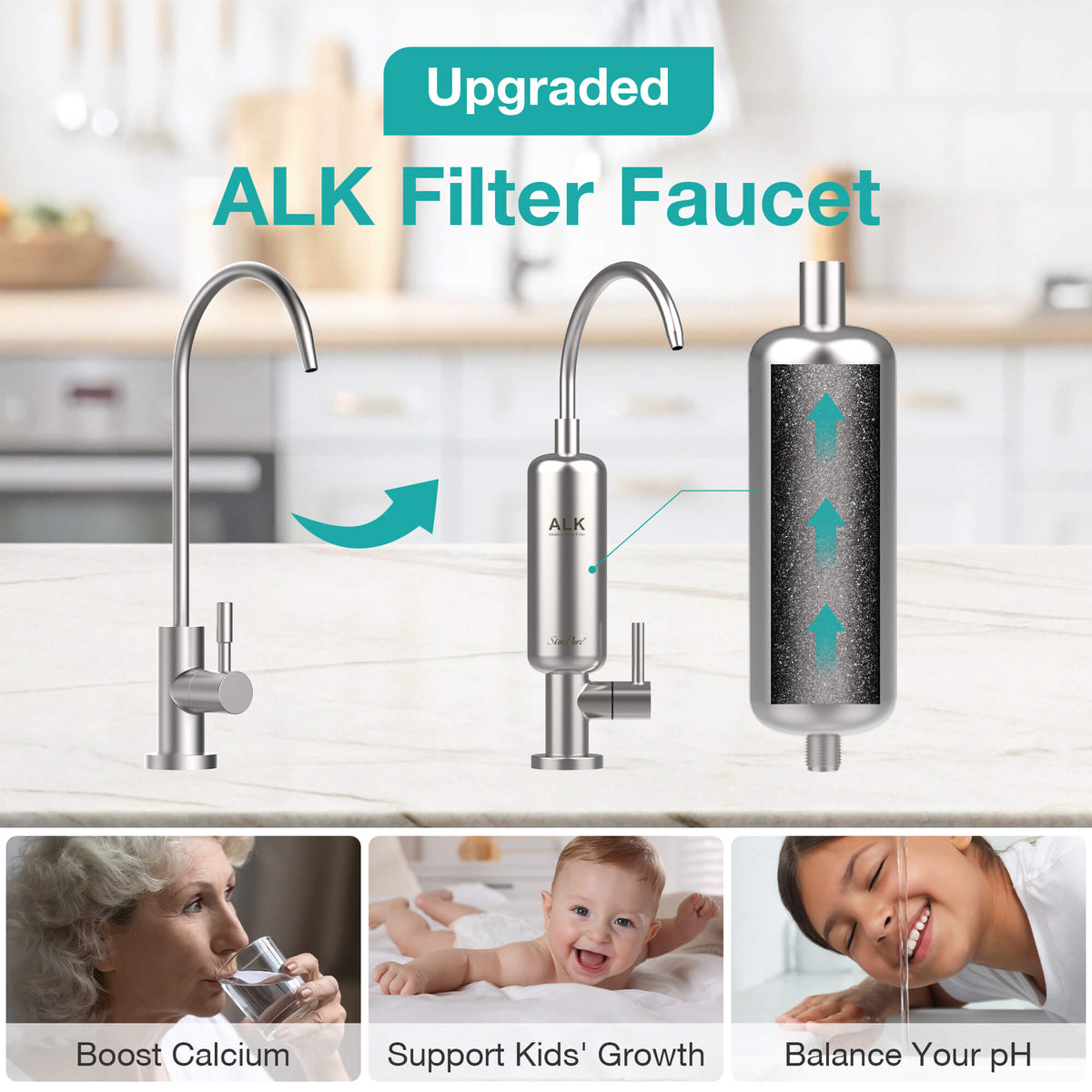 SimPure Q3-600 Series Replacement Faucet with Pre-Installed Filter