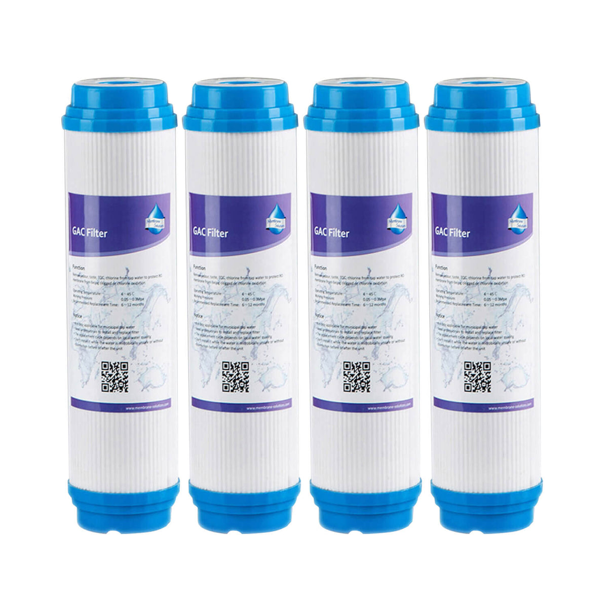 Membrane Solutions 10 * 2.5 inch 5 Micron GAC Granular Activated Carbon Filter Element Replacement Cartridge