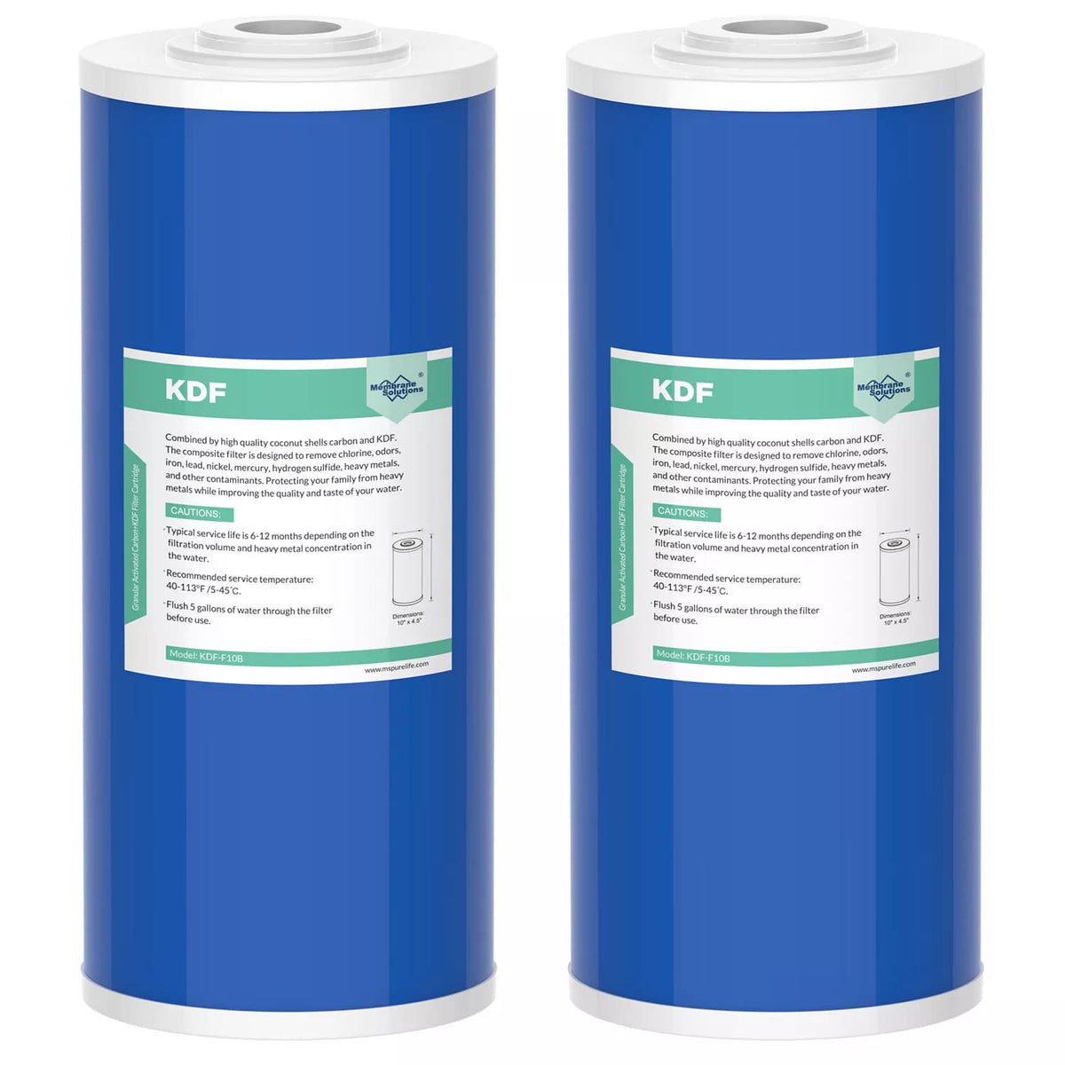 Membrane Solutions 10" x 4.5" Heavy Metal Reducing KDF Whole House Water Filter Cartridge