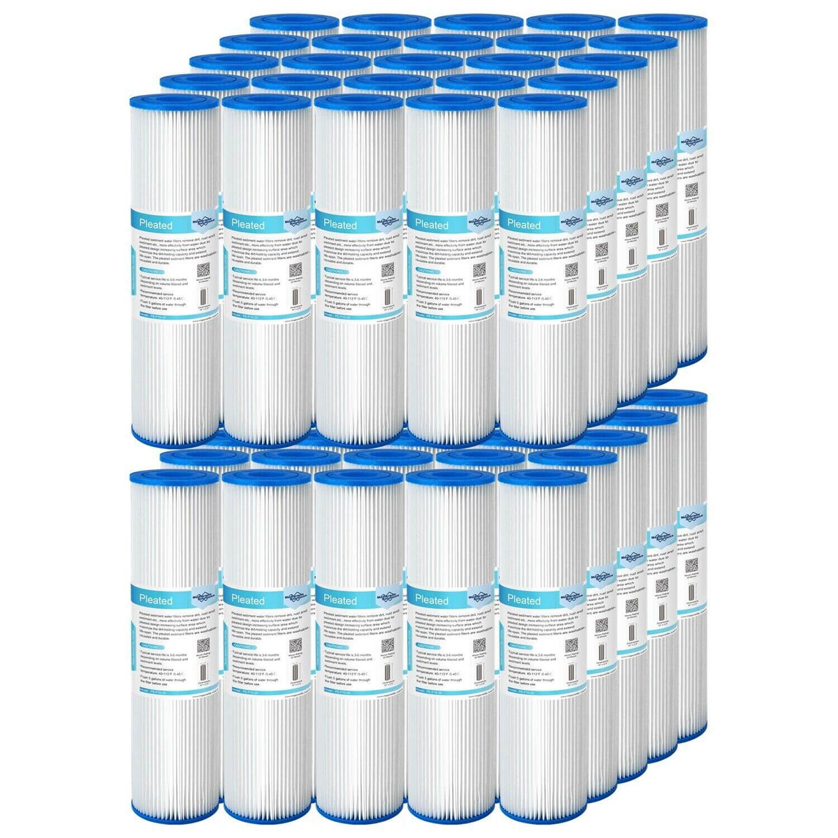 Membrane Solutions 10" x 2.5" Pleated Polyester Sediment Water Filter  Replacement Cartridge Universal Whole House Pre-Filter 5/20/50 Micron