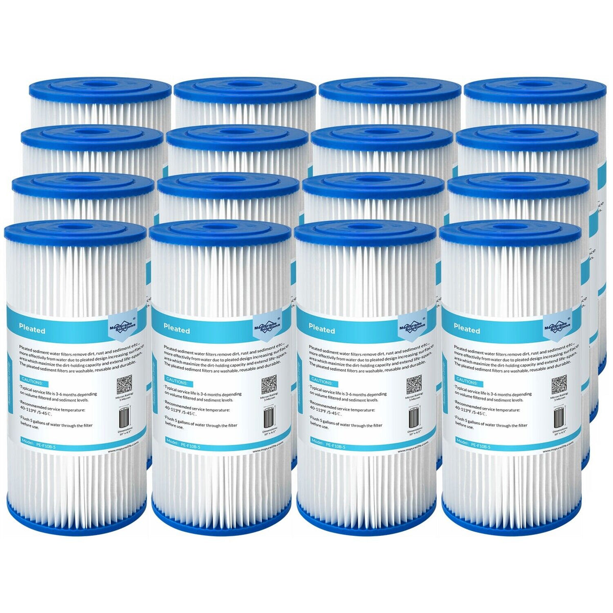 Membrane Solutions Pleated Water Filter Home 10"x4.5" Whole House Heavy Duty Sediment Replacement Cartridge 5/20/50 Micron