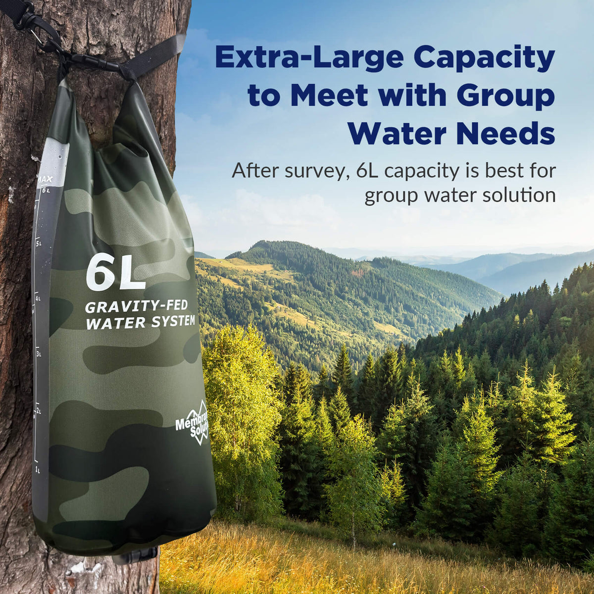 Membrane Solutions 6L Gravity Straw Water Filter Purification Systems for Camping, Hiking and Emergency