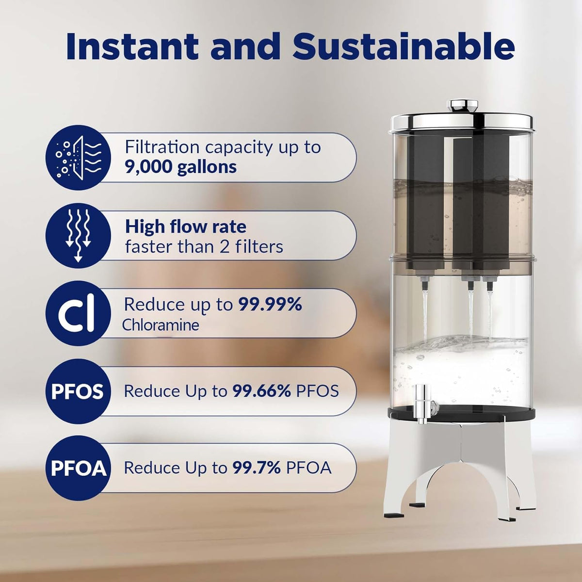 Membrane Solutions U3 2.25-Gallon Stainless Steel Gravity Water Filter