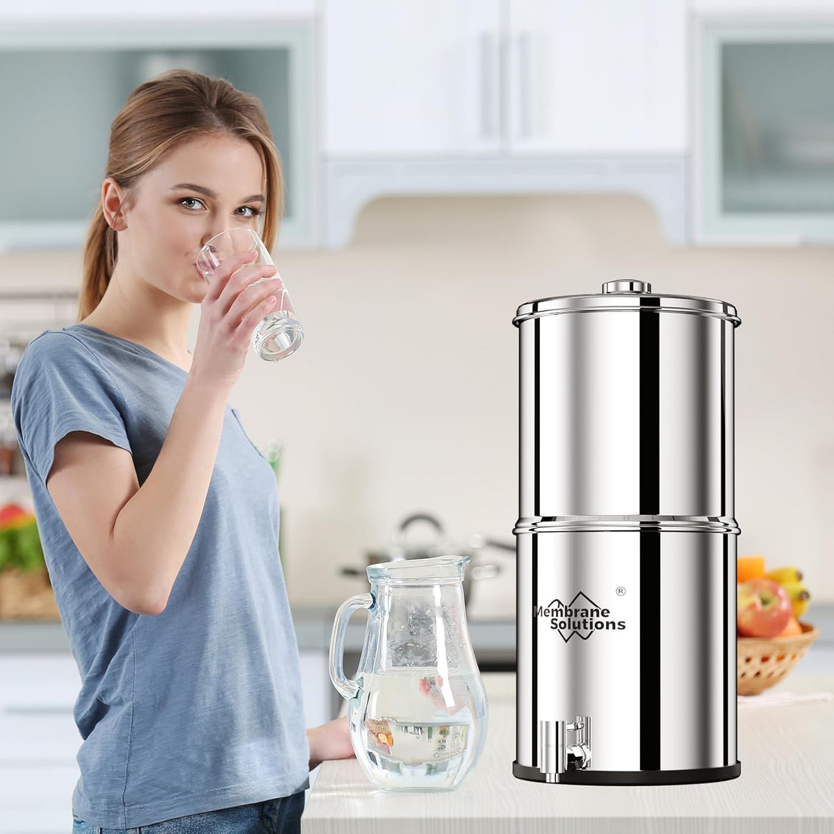 Membrane Solutions U3 2.25-Gallon Stainless Steel Gravity Water Filter
