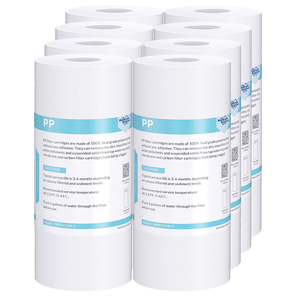 Membrane Solutions 10" x 4.5" Inch 5 Micron Whole House PP Sediment Water Filter Replacement Cartridge