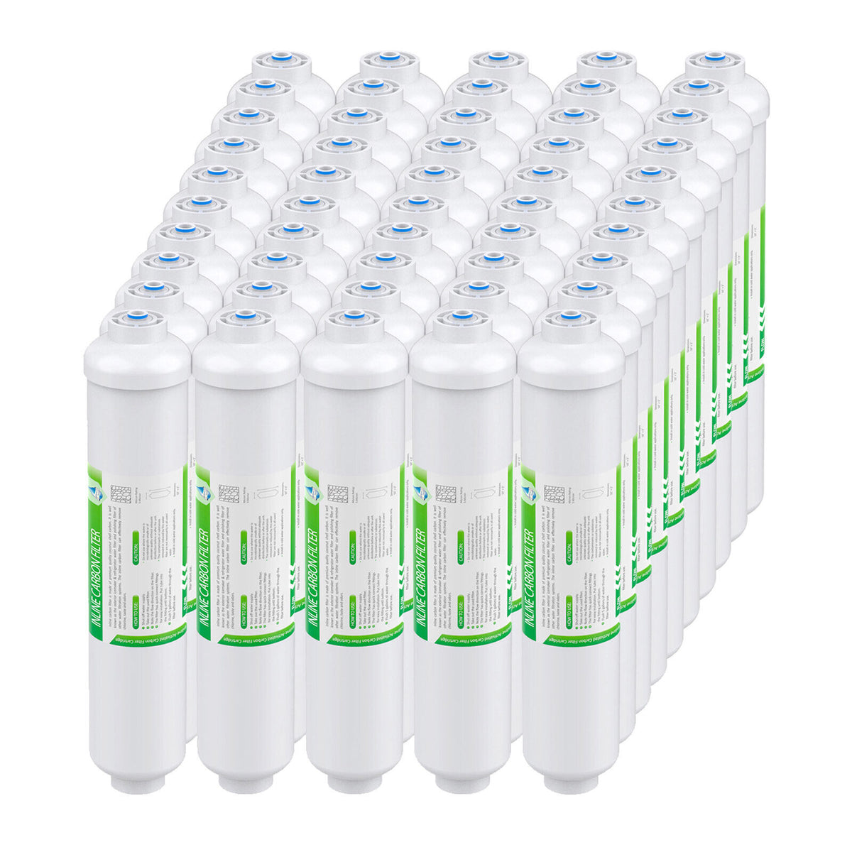 Membrane Solutions Inline T33 Water Filter, 1/4" Quick-Connect Filter Replacement Cartridge In-line Filter for Refrigerator & Ice Maker, Post-Carbon Filter for RO Water System
