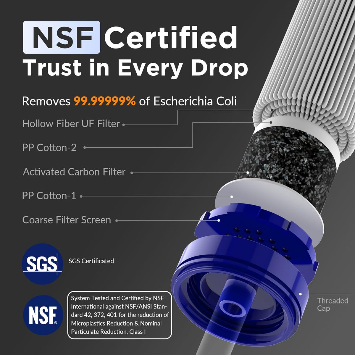 NSF Certified : Membrane Solutions 5-Stage Water Filter Straw