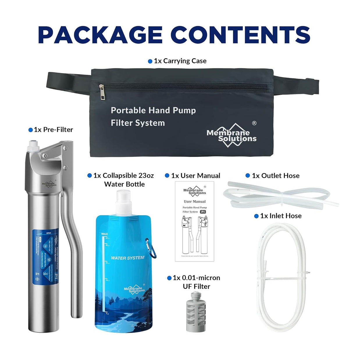 Membrane Solutions P1 Stainless Steel Hand Pump Water Filter