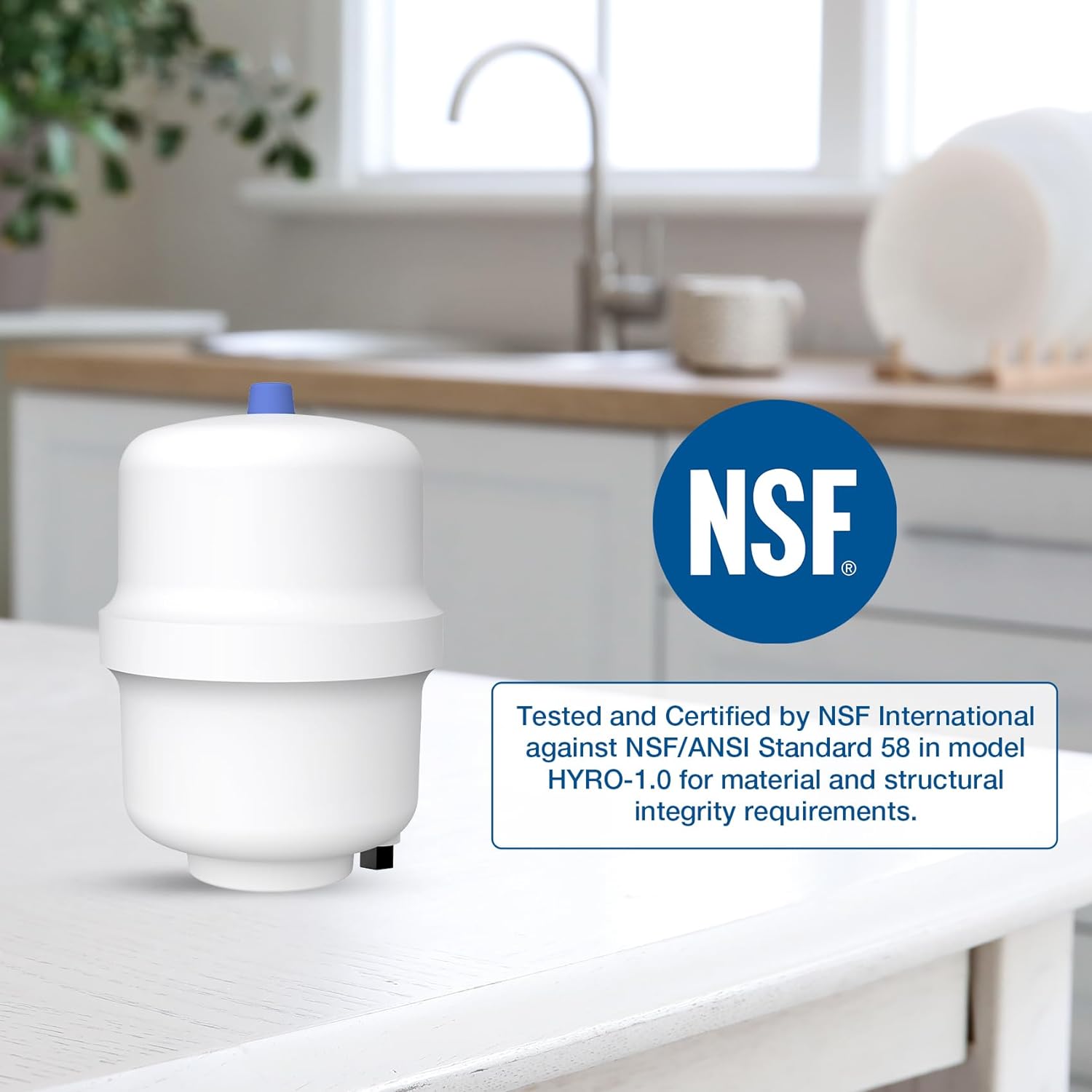 SimPure Water Pressure Tank for Tankless RO System, Refrigerator, Ice Maker with Fittings