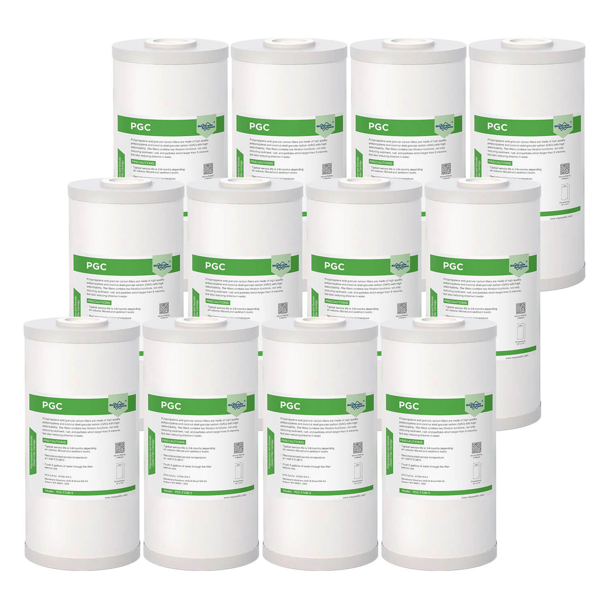 Membrane Solutions PGC 10" x 4.5" Universal Whole House Sediment and Carbon Filter 5 Micron