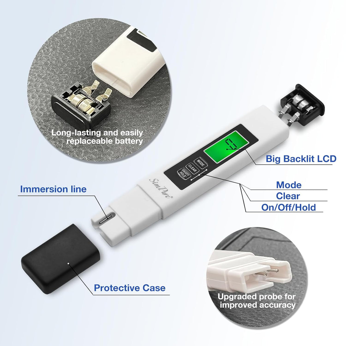 SimPure TDS Meter Digital Water Tester | 4 in 1 TDS EC & Temperature Meter