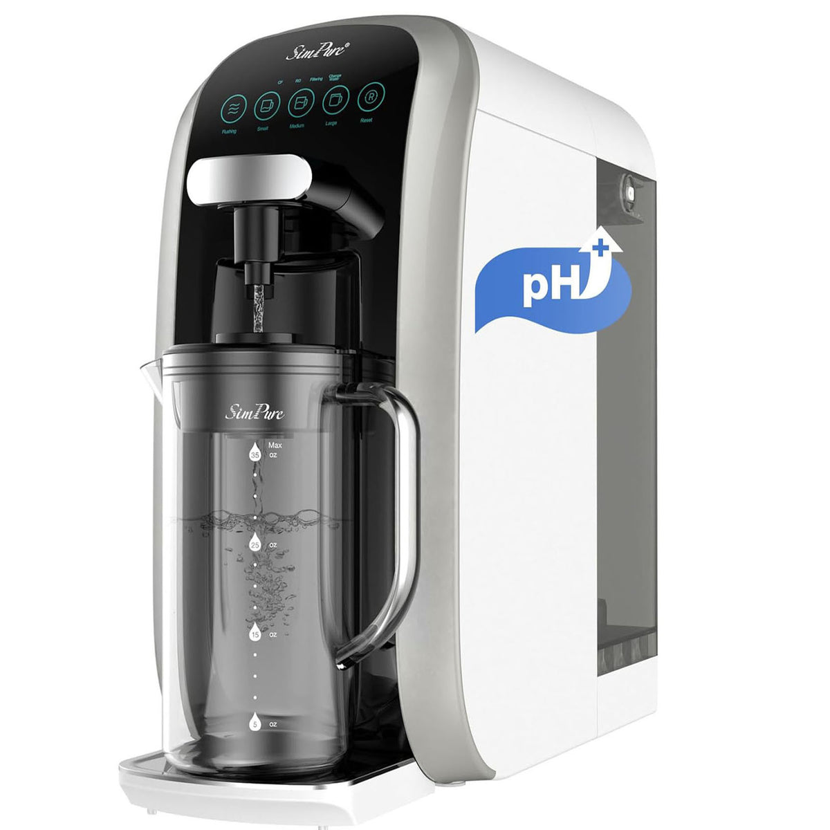 SimPure Y7T-A 5-Stage Countertop RO System with Portable Glass Water Pitcher & Extra Alkaline Remineralization