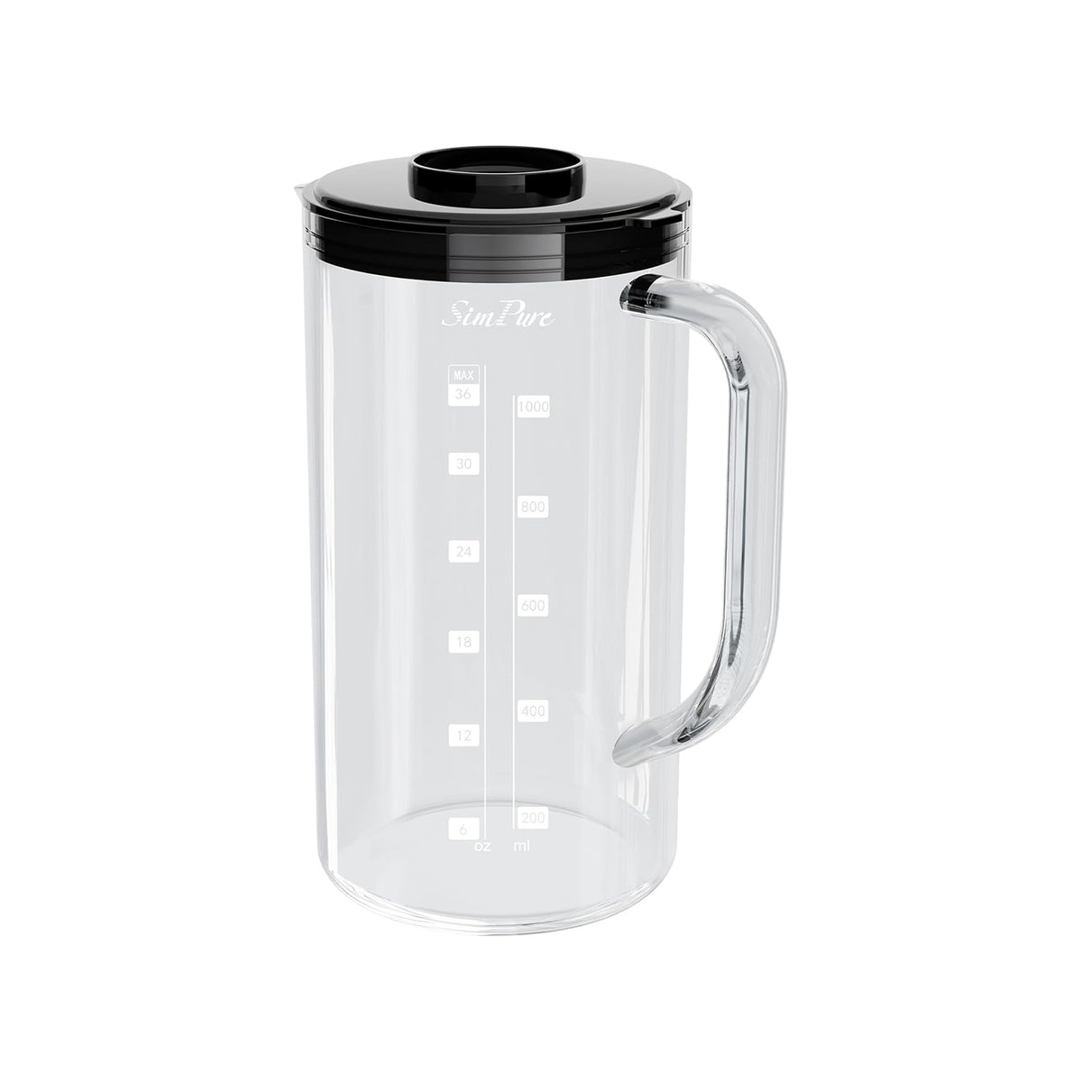 SimPure Y7T-BW Series Portable Glass Pitcher (No Filter Included)