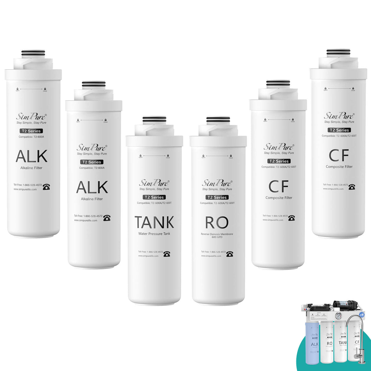 SimPure T2-600A Official Authentic Replacement Filters