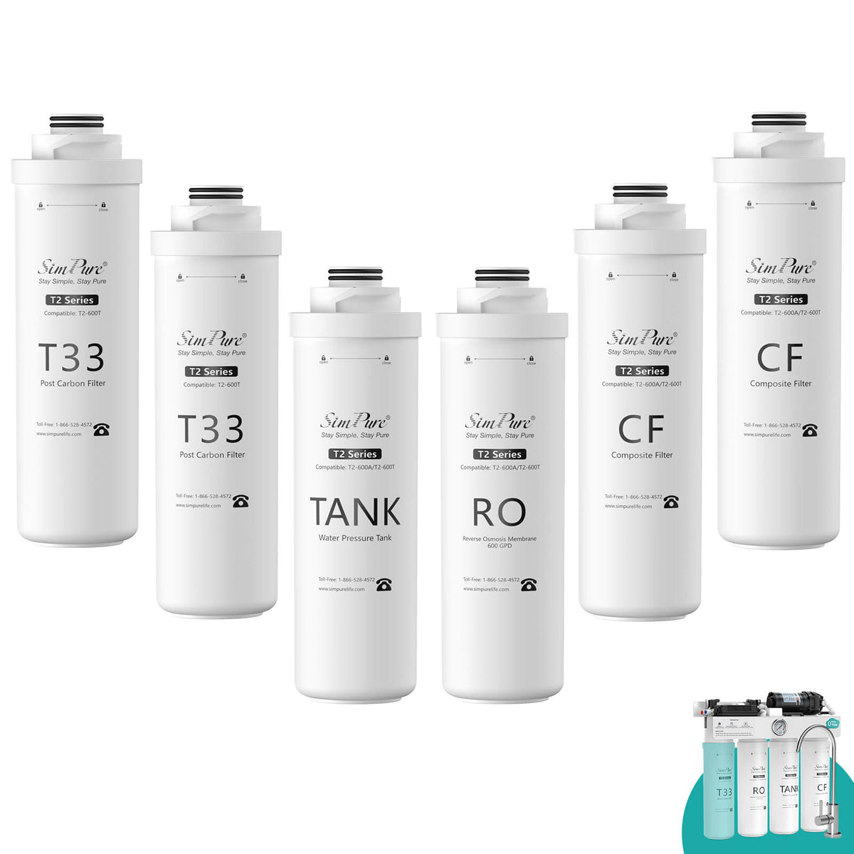 SimPure T2-600T Official Authentic Replacement Filters